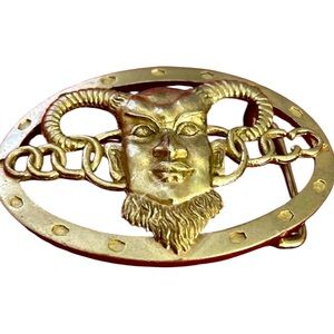 Gold Ram Head Belt Buckle